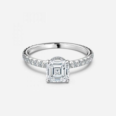 Ambrosia Asscher Hidden Halo Lab Grown Diamond Engagement Ring