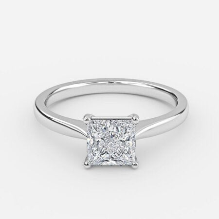 Lotus Plain Princess Solitaire Lab Grown Diamond Engagement Ring