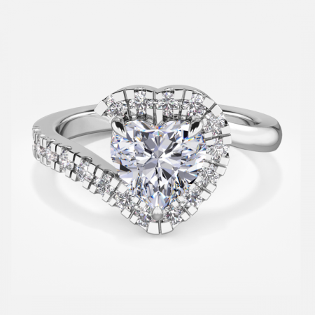 Neto Heart Halo Lab Created Diamond Engagement Ring