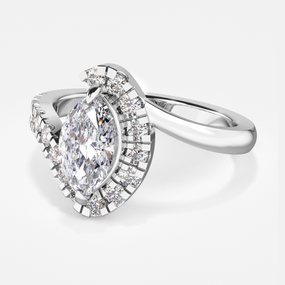 Nhẫn đính hôn kim cương nhân tạo Neto Marquise Halo