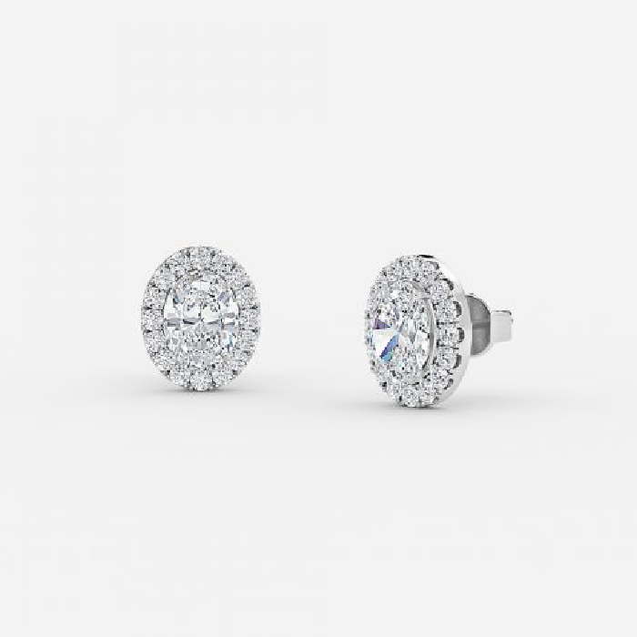 Oval Lab Grown Diamond Halo Earring