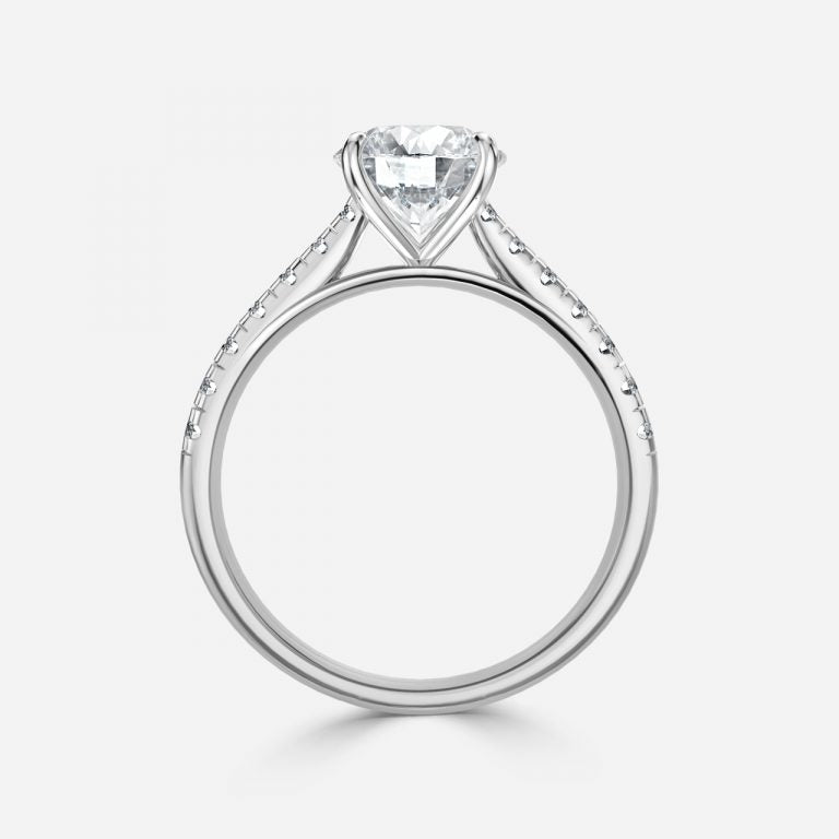 Ayla Round Lab Grown Diamond Side Stone Engagement Ring