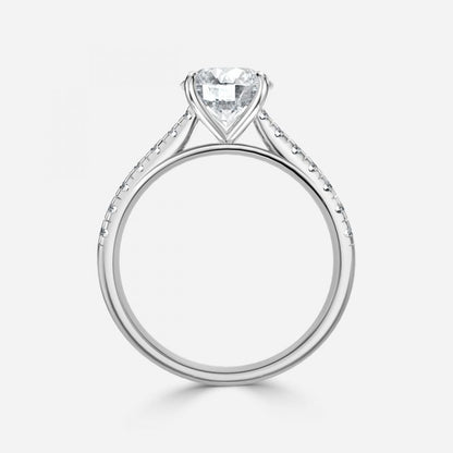 Ayla Round Lab Grown Diamond Side Stone Engagement Ring