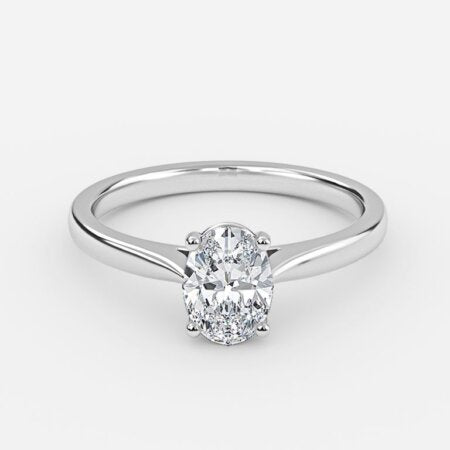 Lotus Plain Oval Solitaire Lab Grown Diamond Engagement Ring