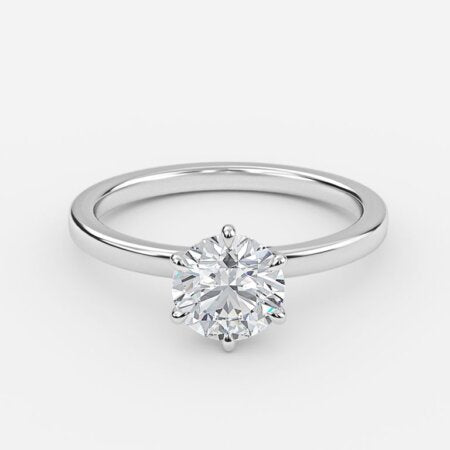 Avery Plain Round Lab Created Diamond Solitaire Engagement Ring