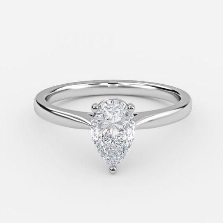 Lotus Plain Pear Lab Grown Diamond Solitaire Engagement Ring