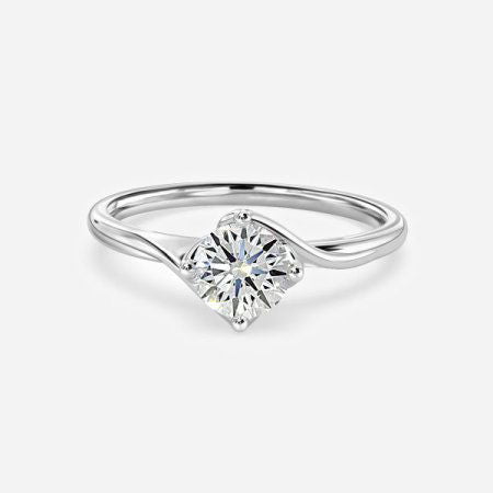 Enza Round Lab Created Diamond Solitaire Engagement Ring