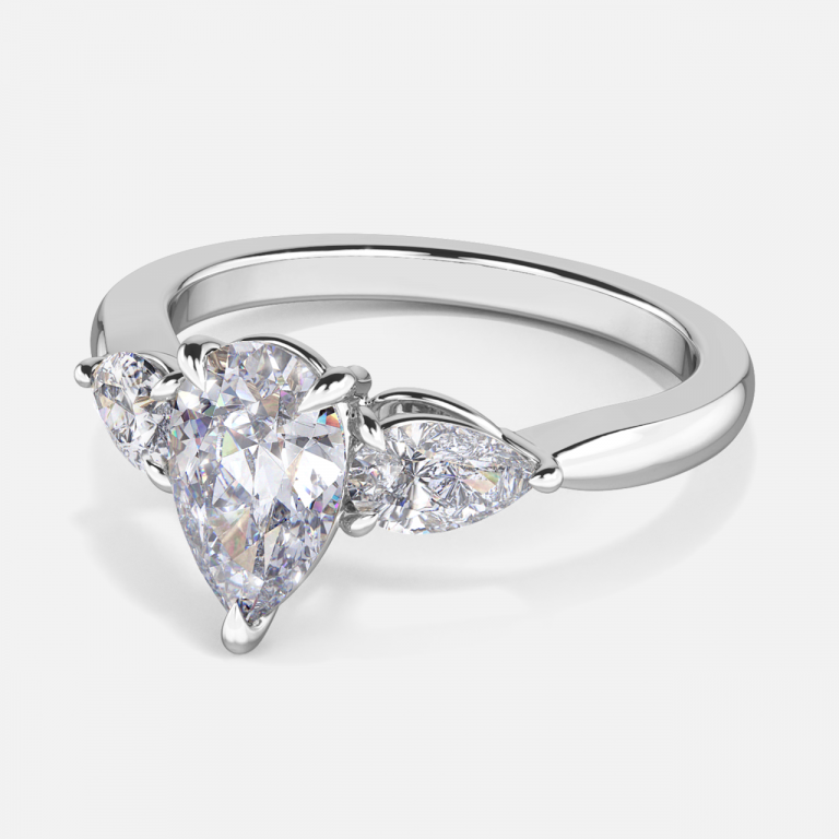 Olina Pear Three Stone Lab Grown Diamond Engagement Ring