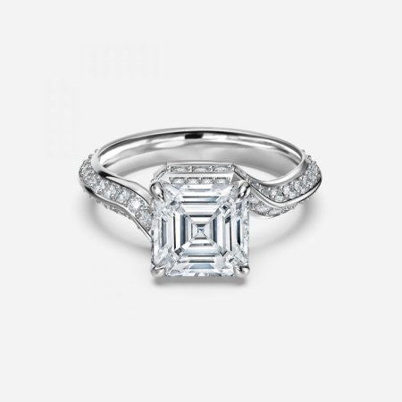 Aria Asscher Hidden Halo Lab Created Diamond Engagement Ring