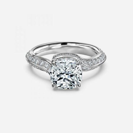 Aria Cushion Hidden Halo Lab Created Diamond Engagement Ring