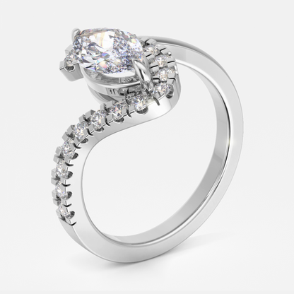 Nhẫn đính hôn kim cương nhân tạo Neto Marquise Halo