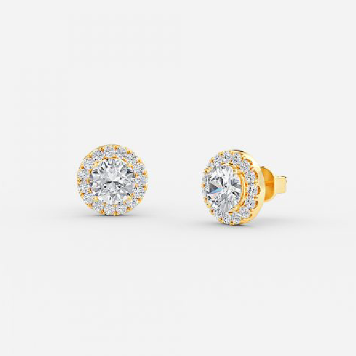 Round Lab Grown Diamond Halo Earring