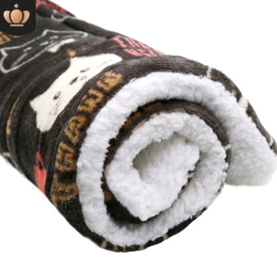 Cozy Coral Fleece Pet Blanket — Cute Prints, Sherpa-Soft