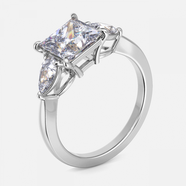 Olina Princess Three Stone Lab Grown Diamond Engagement Ring