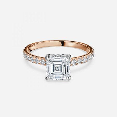 Sadie Asscher Hidden Halo Lab Created Diamond Engagement Ring