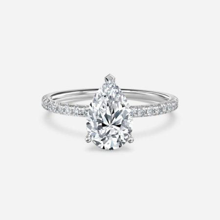 Tulip Pear Side Diamond Engagement Ring