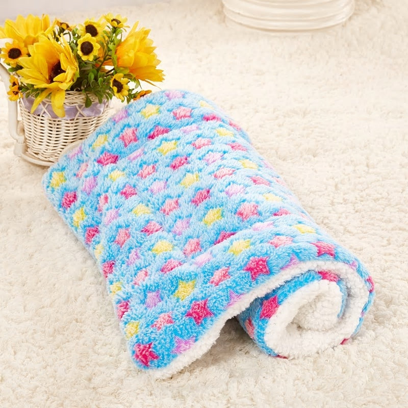 Cozy Coral Fleece Pet Blanket — Cute Prints, Sherpa-Soft