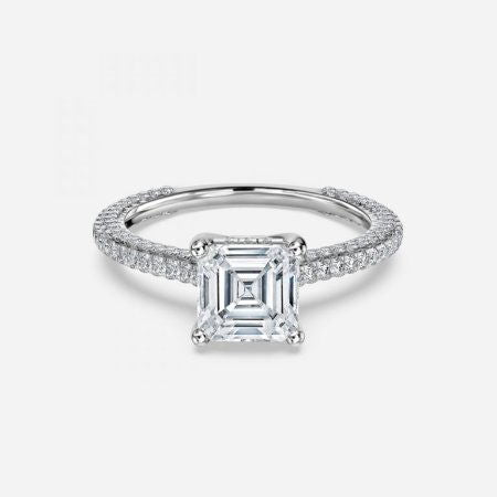 Iona Asscher Hidden Halo Lab Grown Diamond Engagement Ring