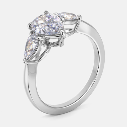 Olina Pear Three Stone Lab Grown Diamond Engagement Ring