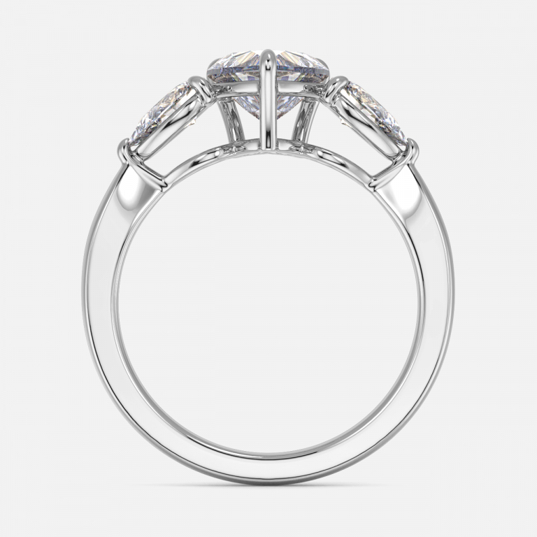 Olina Heart Three Stone Lab Created Diamond Engagement Ring