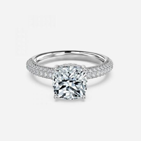 Daisy Cushion Hidden Halo Lab Grown Diamond Engagement Ring