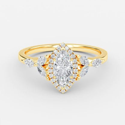 Nhẫn đính hôn kim cương nhân tạo Francis Marquise Halo