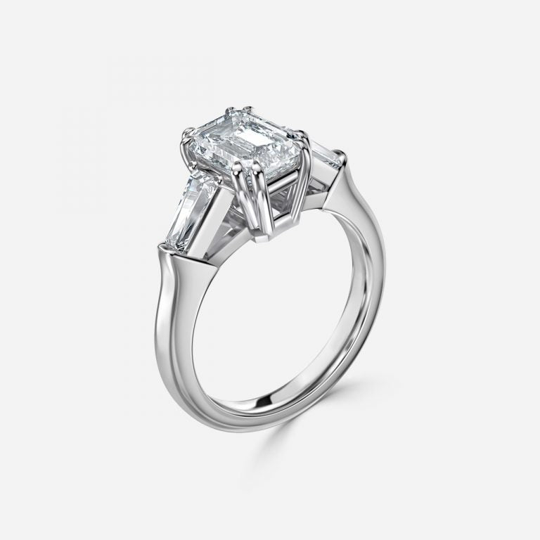 Ava Emerald Three Stone Lab Grown Diamond Engagement Ring