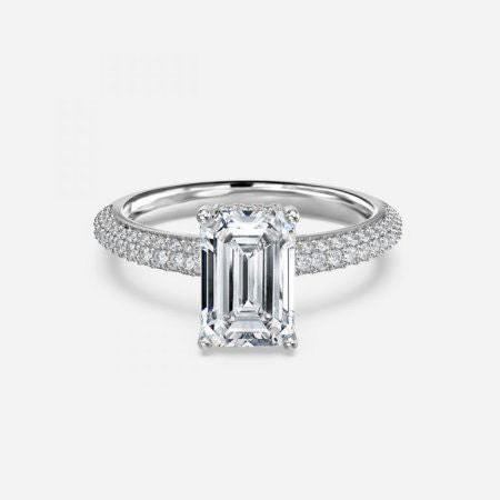 Daisy Emerald Hidden Halo Lab Grown Diamond Engagement Ring