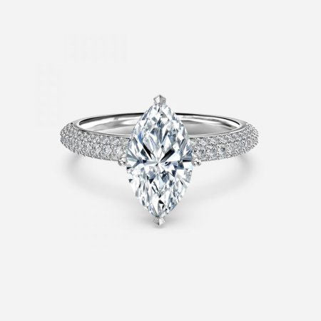 Daisy Marquise Hidden Halo Lab Created Diamond Engagement Ring