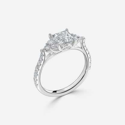 Elizabeth Princess Three Stone Lab Grown Diamond Engagement Ring