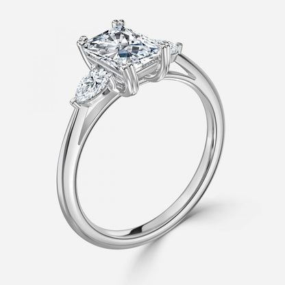 Jemini Radiant Three Stone Lab Grown Diamond Engagement Ring