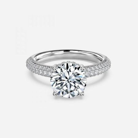 Daisy Round Lab Created Diamond Hidden Halo Engagement Ring