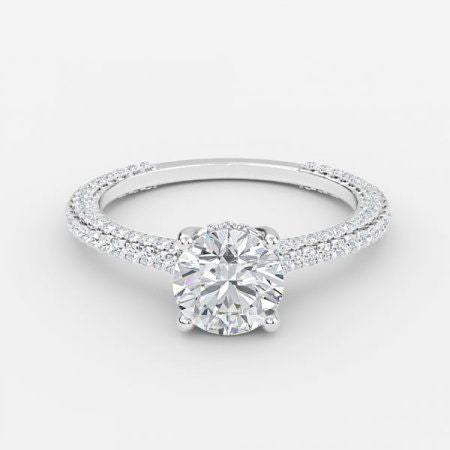 Iona Round Lab Created Diamond Hidden Halo Engagement Ring