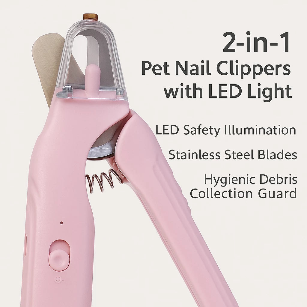 2 In 1 Pet Nail Clippers With Led Light Dog Cat Special Blood Line Scissors Multifunction Animals Paw Nail Trimmer Pet Supplies