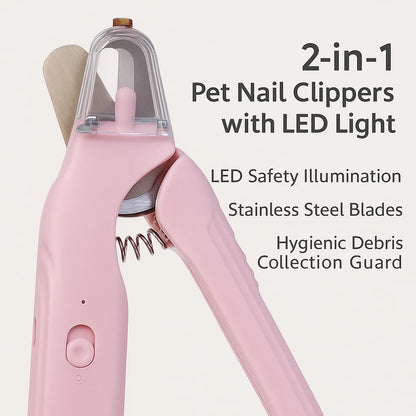 2 In 1 Pet Nail Clippers With Led Light Dog Cat Special Blood Line Scissors Multifunction Animals Paw Nail Trimmer Pet Supplies