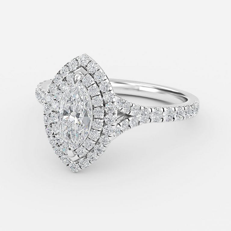 Nhẫn đính hôn kim cương nhân tạo Halo Marquise của Aalia
