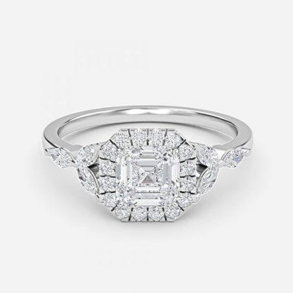 Nhẫn đính hôn kim cương nhân tạo Francis Asscher Halo