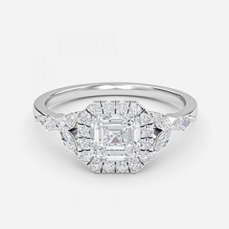 Francis Asscher Halo Lab Grown Diamond Engagement Ring