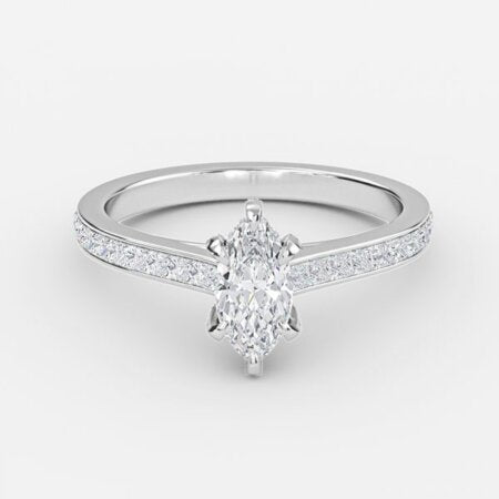 Mithrial Marquise Hidden Halo Lab Grown Diamond Engagement Ring