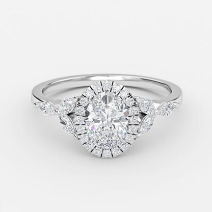 Nhẫn đính hôn kim cương nhân tạo Francis Oval Halo