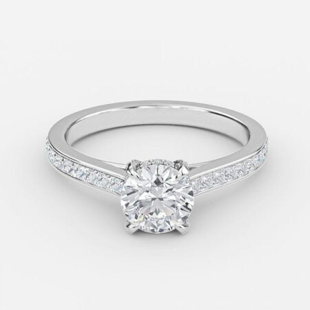 Mithrial Round Lab Grown Diamond Hidden Halo Engagement Ring