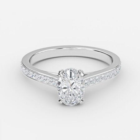 Mithrial Oval Hidden Halo Lab Grown Diamond Engagement Ring