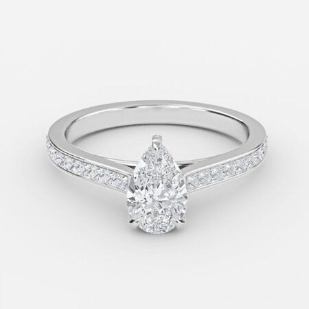 Mithrial Pear Hidden Halo Lab Grown Diamond Engagement Ring