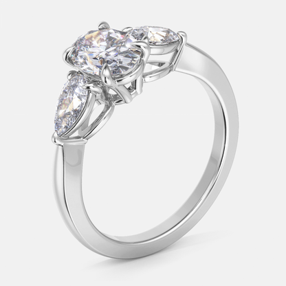 Olina Oval Three Stone Lab Grown Diamond Engagement Ring