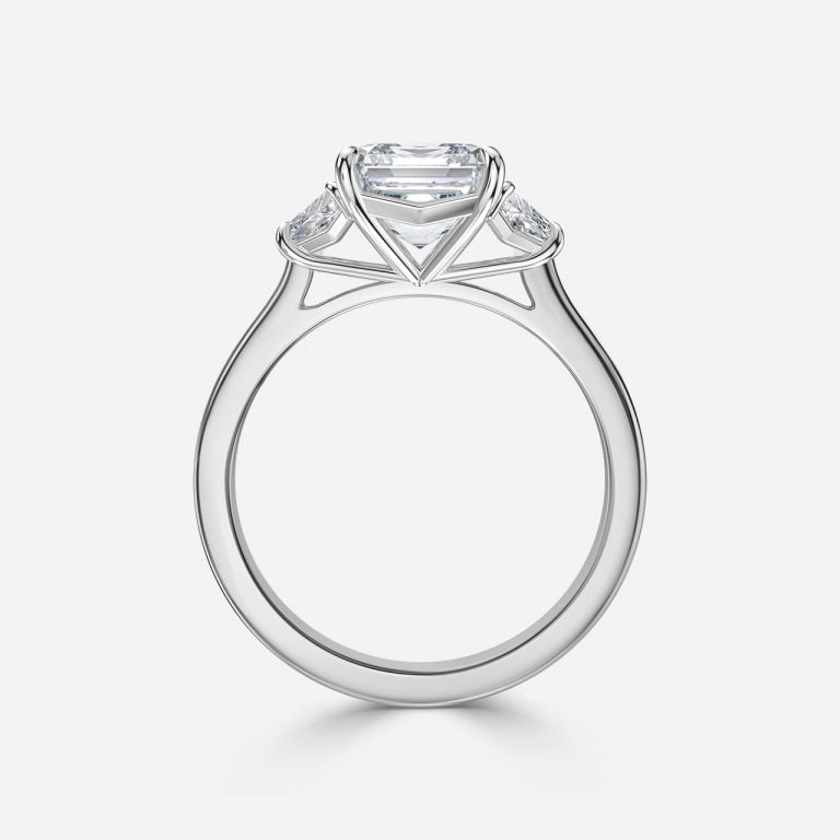 Ilene Asscher Lab Created Diamond Three Stone Engagement Ring