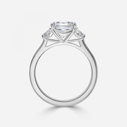 Ilene Asscher Lab Created Diamond Three Stone Engagement Ring