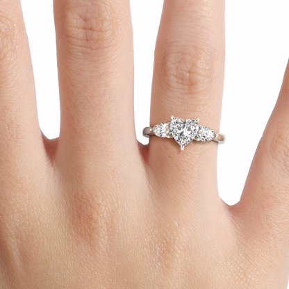 Olina Heart Three Stone Lab Created Diamond Engagement Ring