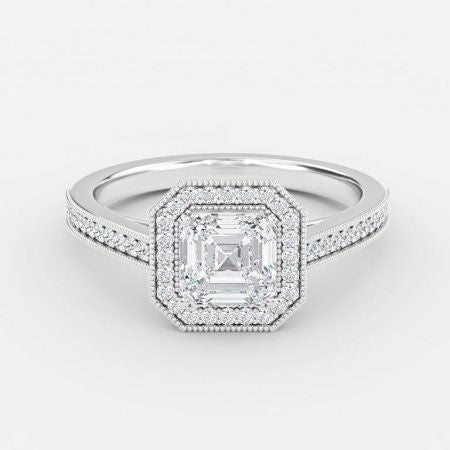 Elswin Asscher Halo Lab Grown Diamond Engagement Ring