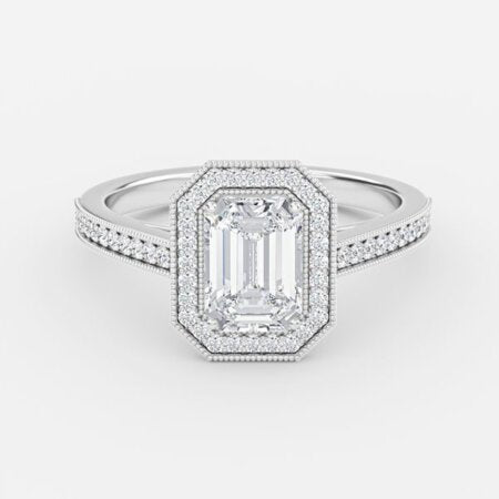 Elswin Emerald Halo Lab Grown Diamond Engagement Ring