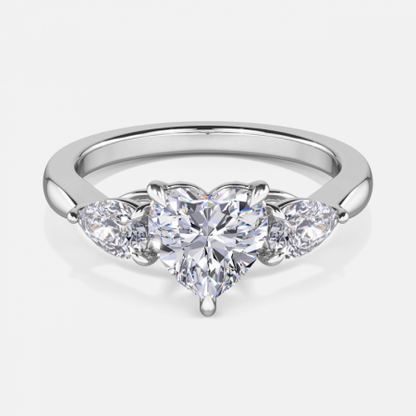 Olina Heart Three Stone Lab Created Diamond Engagement Ring